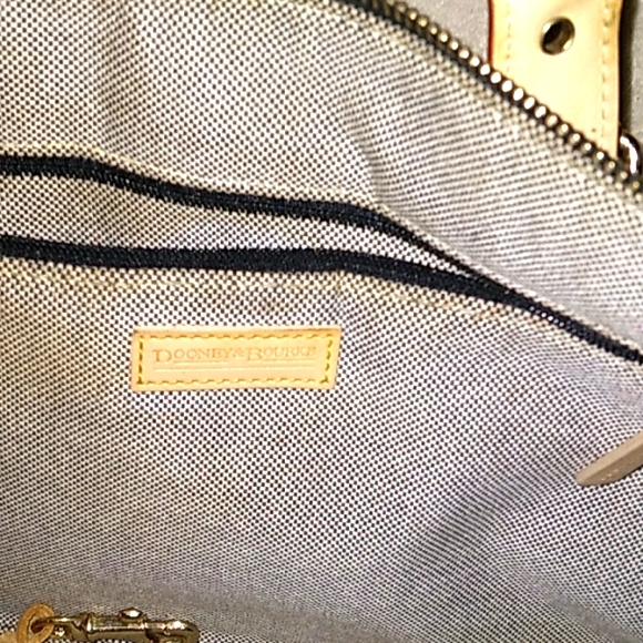 Dooney and Bourke Black & Tan Domed Leather Satchel Logo - Picture 10 of 16